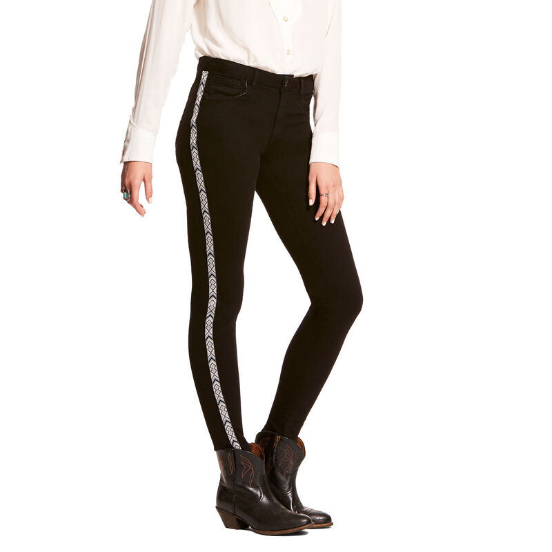 Ariat Jeans Damen - Ultra Stretch Perfect Rise Chevron Skinny Schwarz ( OYCBL-4825 )